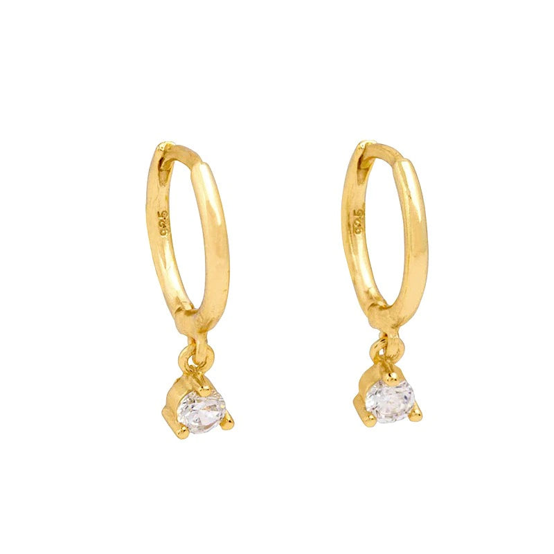 2PC Stainless Steel Little Huggies Hoop Earrings for Women Tiny Crystal Zirconia Pendant Cartilage Earrings Piercing Jewelry